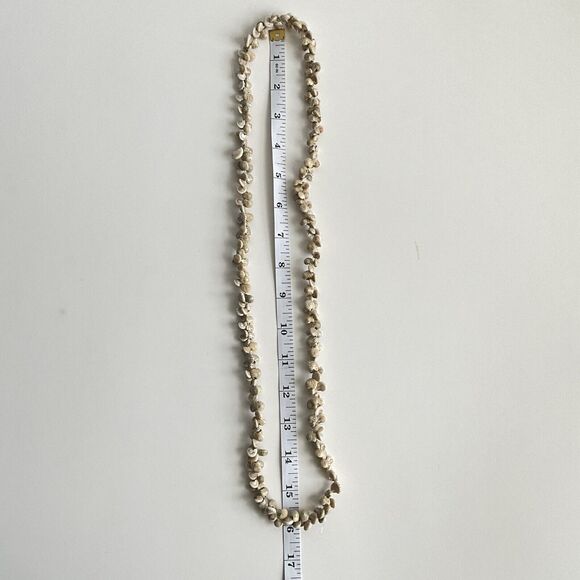 Beige-tonal Continuous Tiny Sea Shell Beaded Pearlescent Necklace 16” - Picture 9 of 9